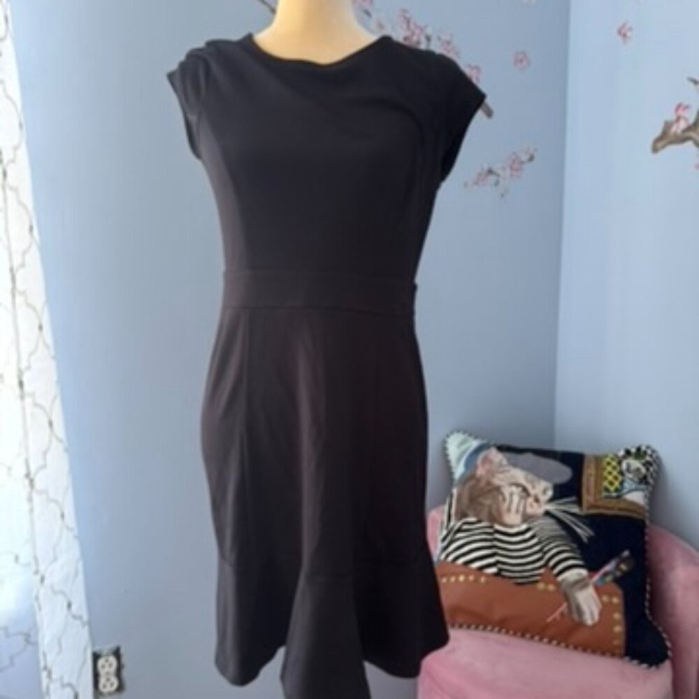 Loft flare bottom black dress